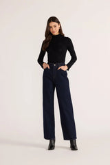 Bowie Pointelle Skivvy Top In Black