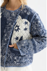 Reversible Printed Quilted Jacket Horse Bandana
