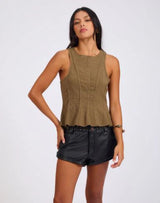 Desert Muse Peplum Top Khaki