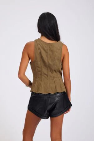 Desert Muse Peplum Top Khaki