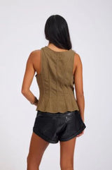 Desert Muse Peplum Top Khaki