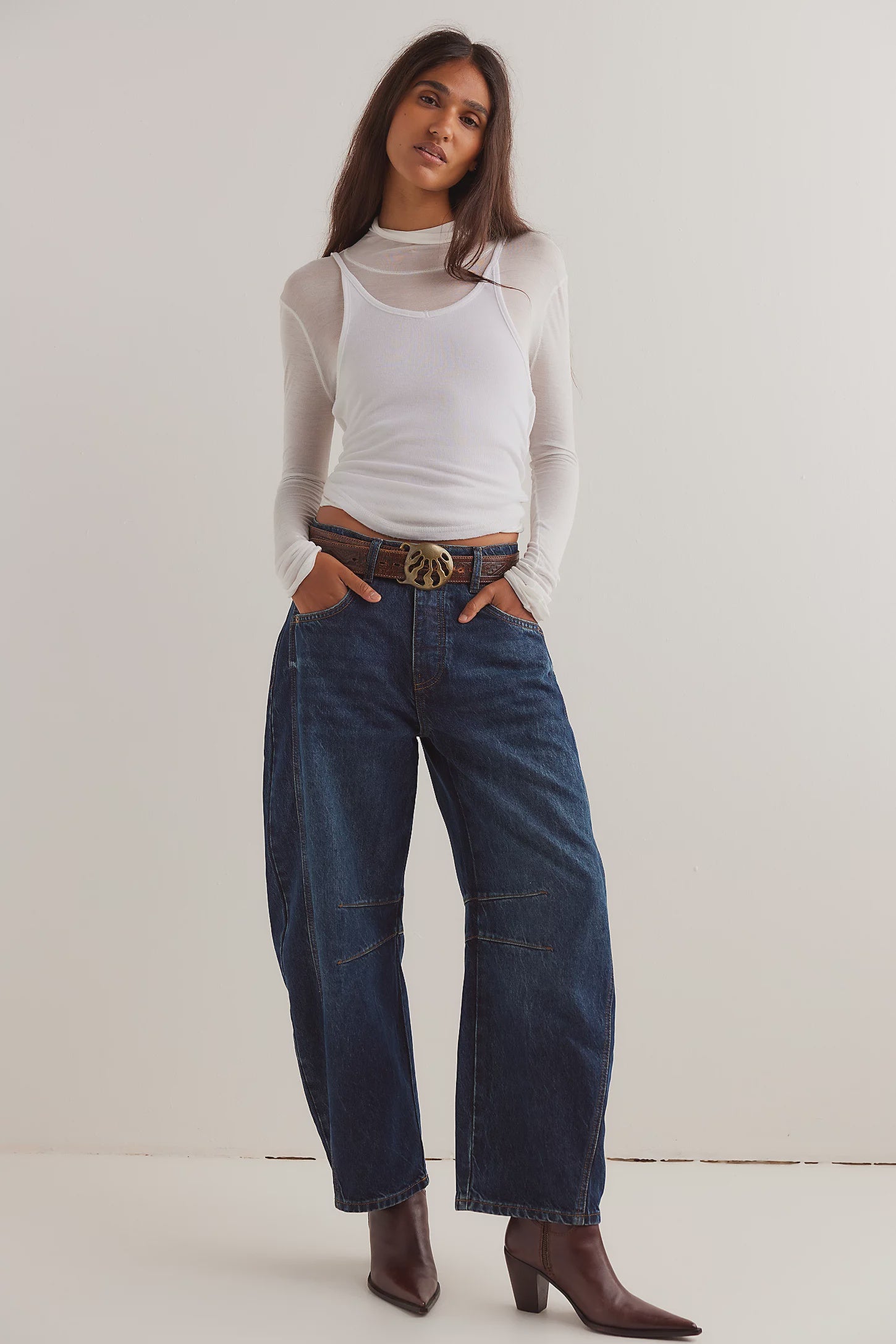 Good Luck Mid Rise Barrel Jean Deep End