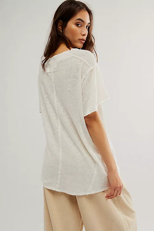 Free People All I Need Tee in Ivory/Dried Basil/ Yellow Tansy