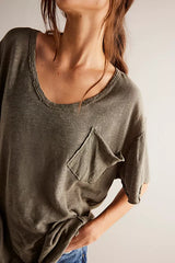 Free People All I Need Tee in Ivory/Dried Basil/ Yellow Tansy