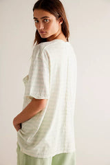 Free People All I Need Stripe Tee in Mineral Sea Combo/Grapefruit Seltzer