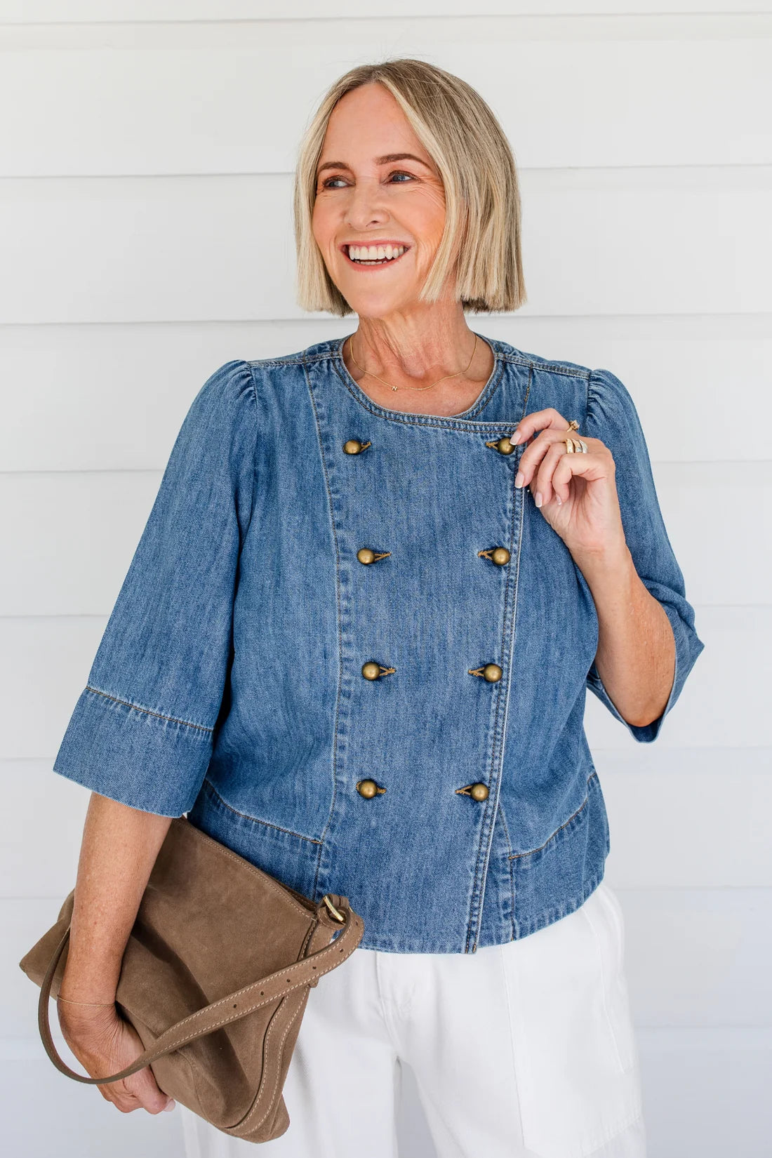 Plunge Jacket Mid Wash Denim