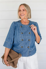 Plunge Jacket Mid Wash Denim