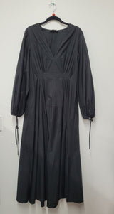 Pre Loved Lee Matthews Dress Black Cotton Poplin Size 3 RRP $1300