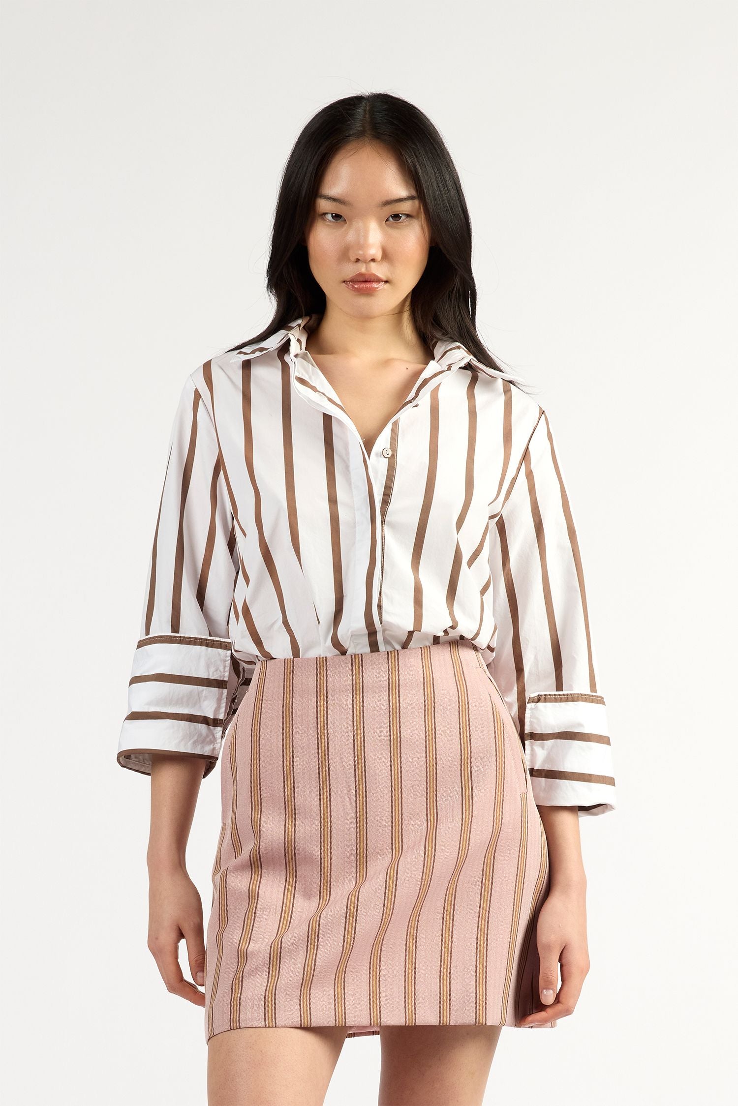 Mark Shirt Choc Stripe