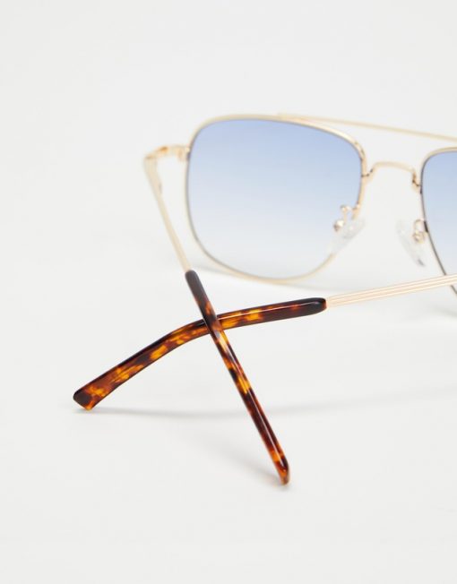 Le Spec The Charmer Bright Gold Sunglasses Blue Lens