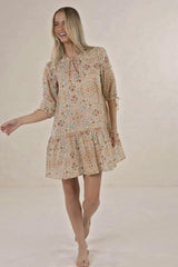 Rumi Smock Dress Almond Print