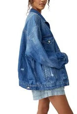 Free People All in Denim Jacket in Touch The Sky