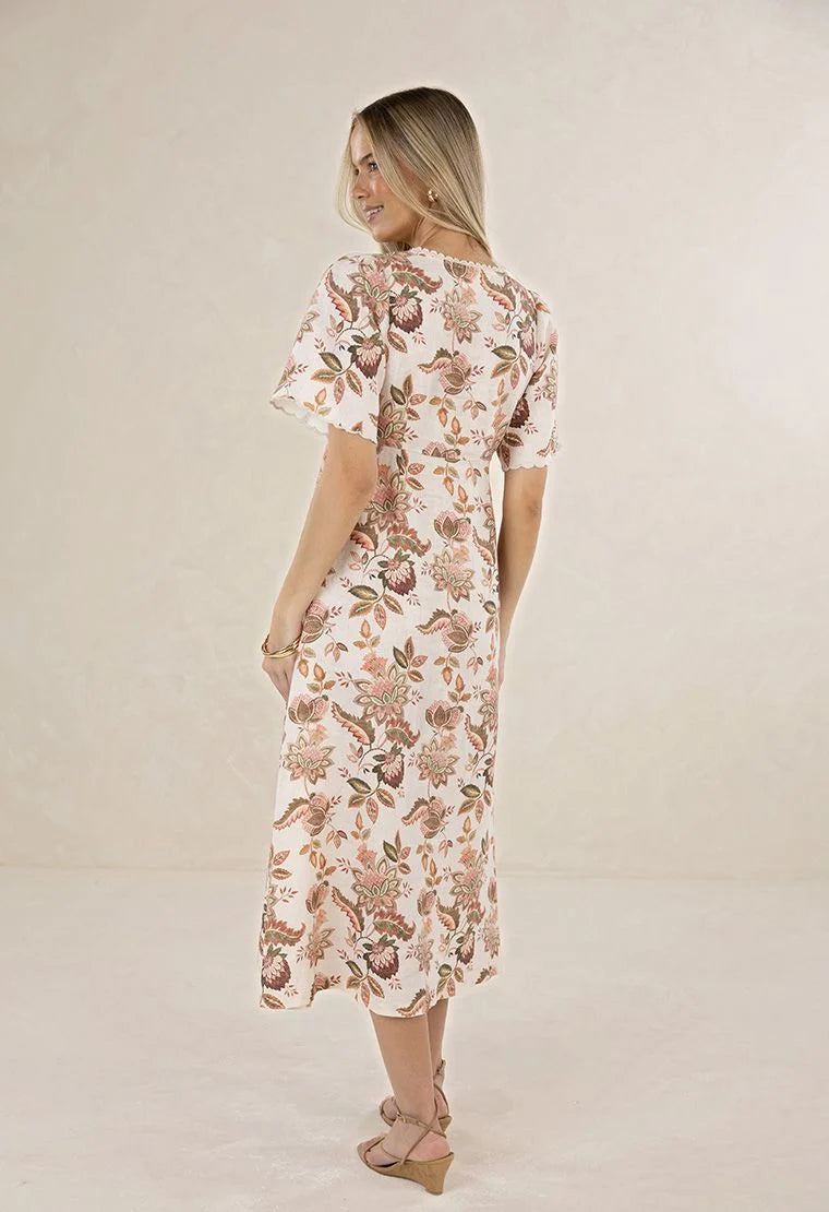 Bohemian Rose Midi Dress Bohemian Print