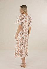 Bohemian Rose Midi Dress Bohemian Print