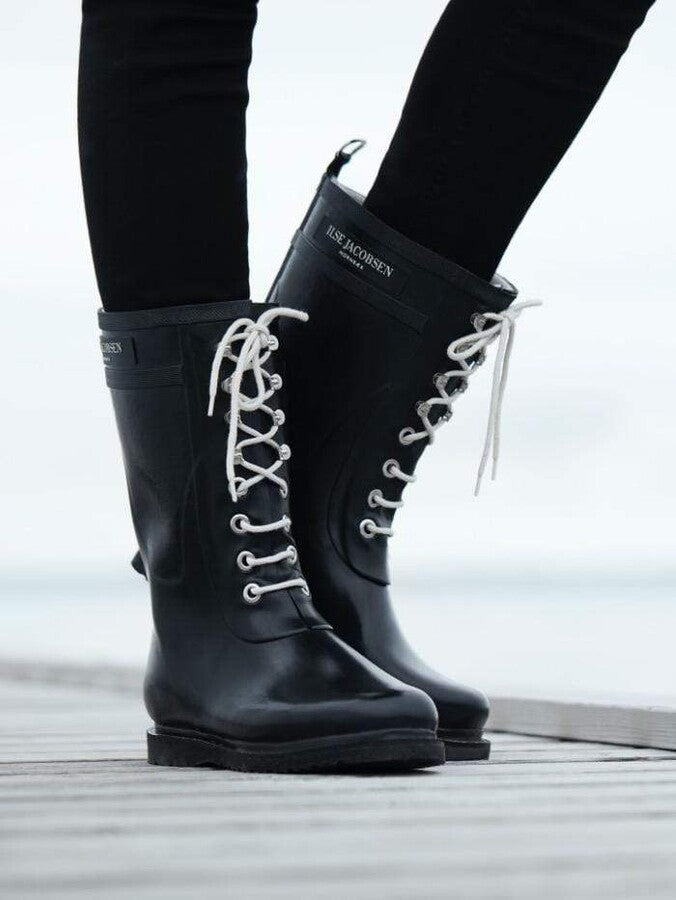 Ilse Jacobsen Mid Lace rain Boot Black