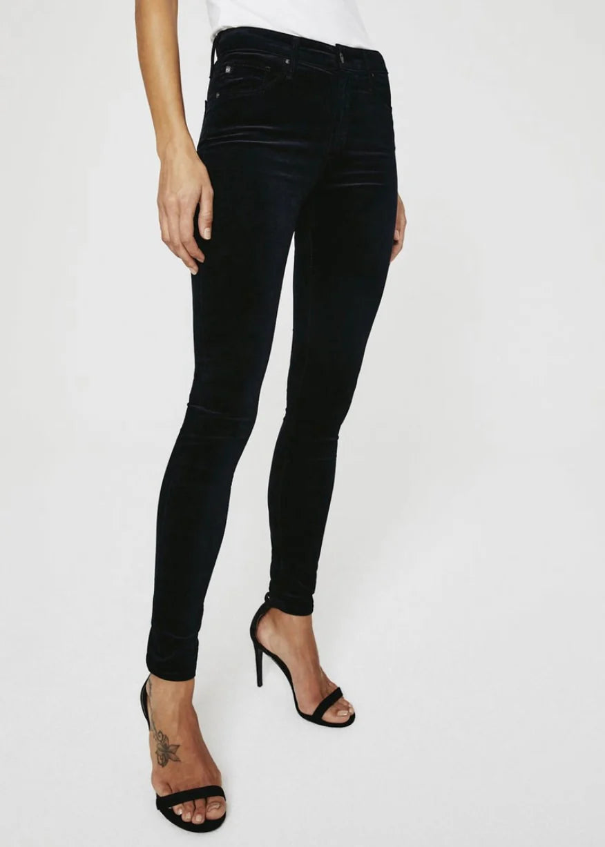 AG Farrah Skinny Jean in Super Black Velvet