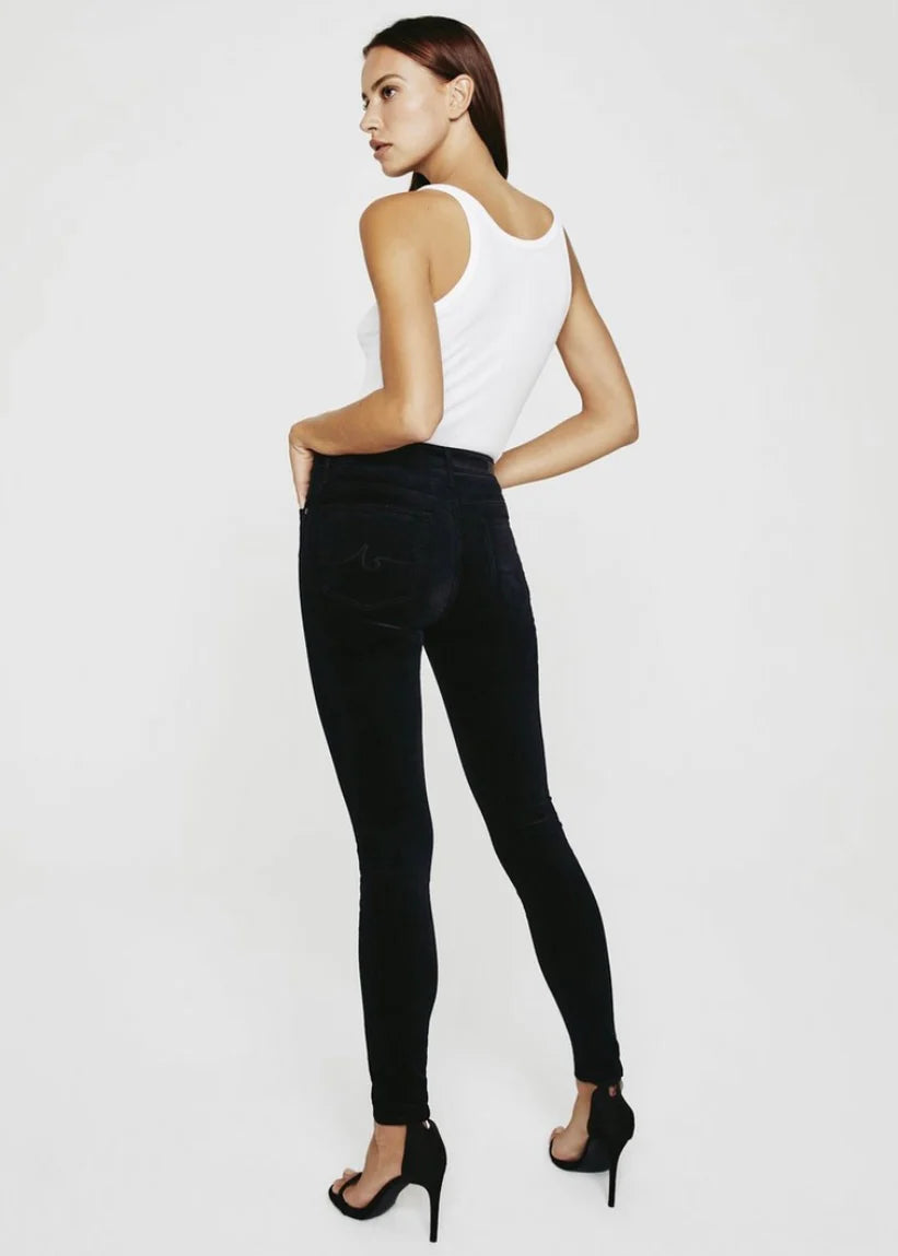 AG Farrah Skinny Jean in Super Black Velvet