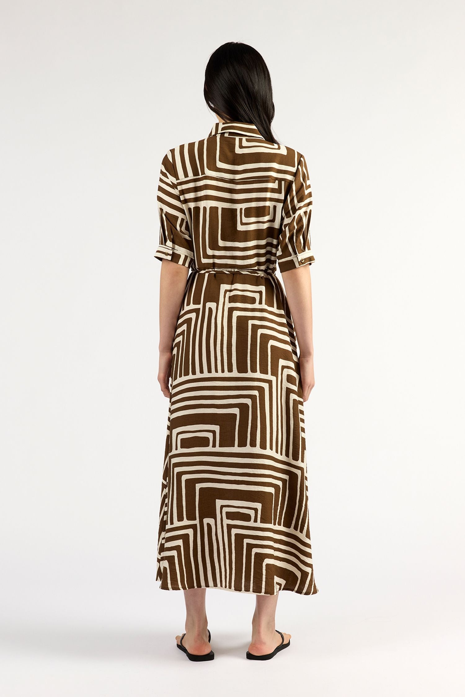 Nicola Dress Choc Geo