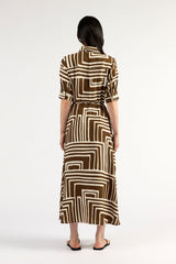 Nicola Dress Choc Geo