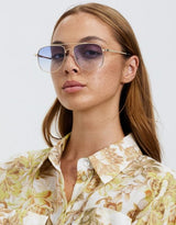 Le Spec The Charmer Bright Gold Sunglasses Blue Lens