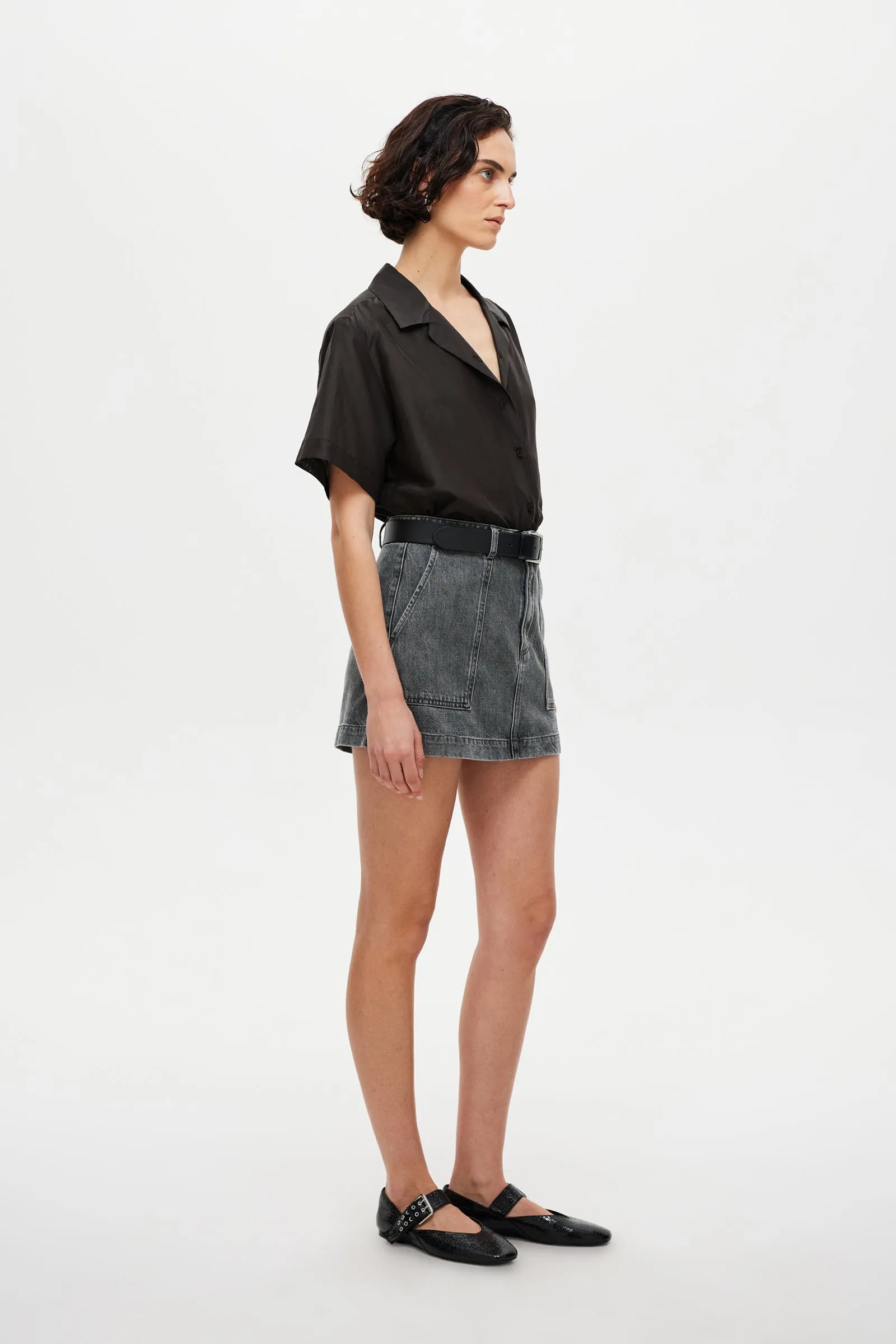 NEUW Mercer Mini Skirt In Stone Grey