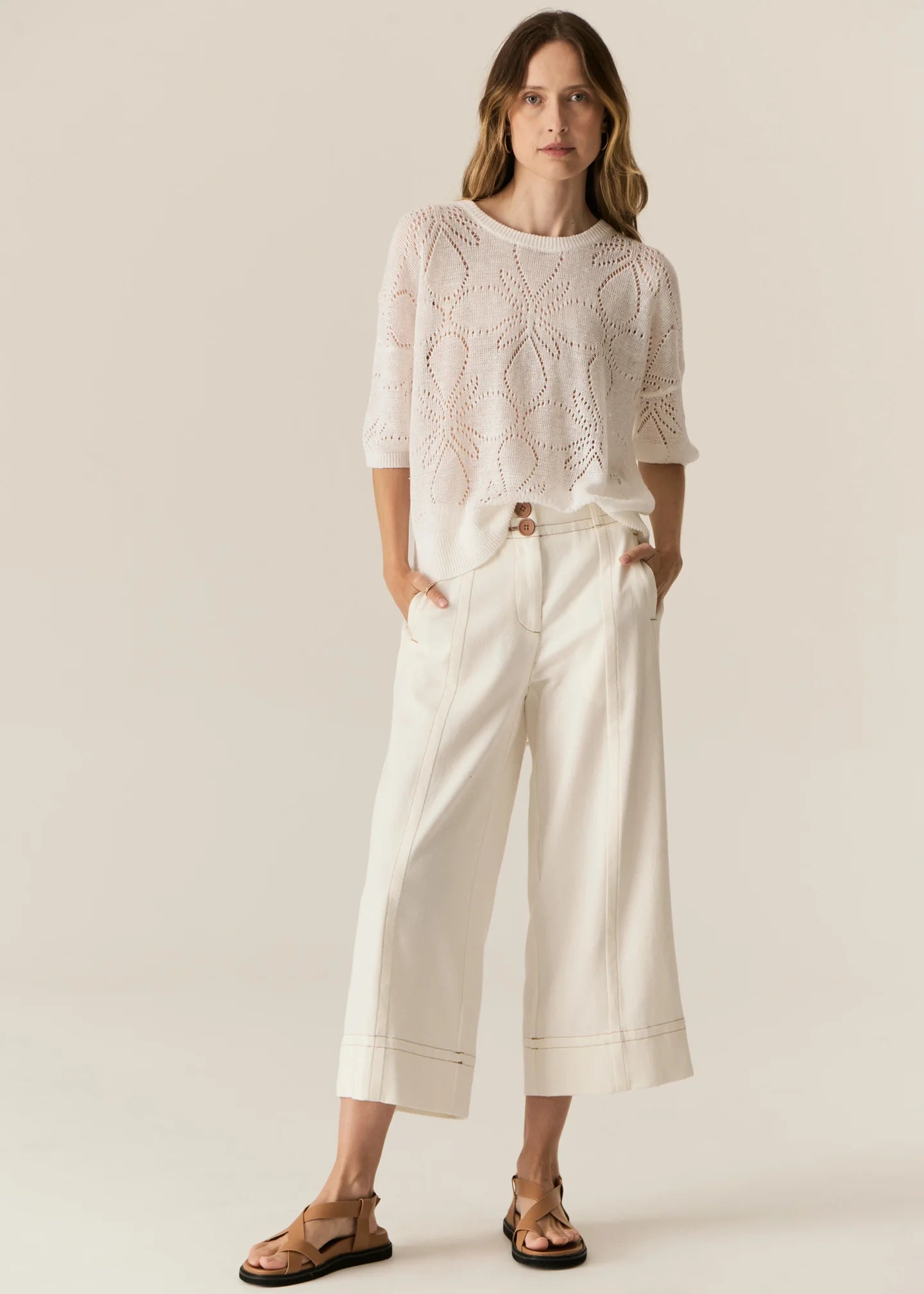 Carsen Crop Pants Ecru