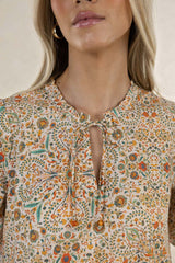 Rumi Smock Dress Almond Print