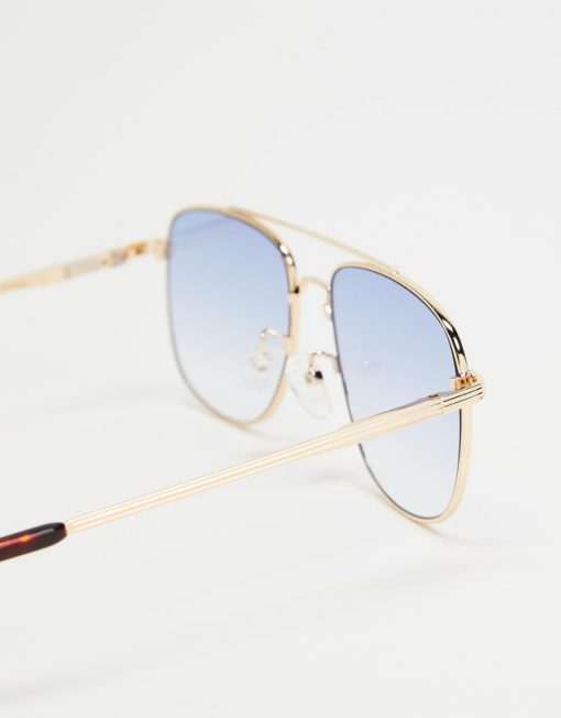 Le Spec The Charmer Bright Gold Sunglasses Blue Lens