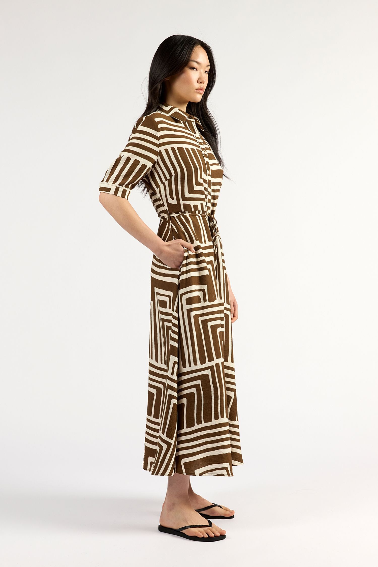 Nicola Dress Choc Geo