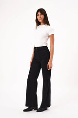 Rollas High Rise Wide Leg Sailor Jean in Jet Black