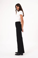 Rollas High Rise Wide Leg Sailor Jean in Jet Black