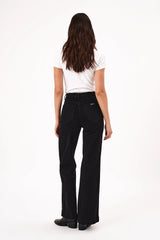 Rollas High Rise Wide Leg Sailor Jean in Jet Black