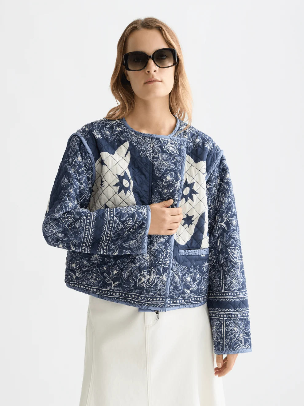 Reversible Printed Quilted Jacket Horse Bandana