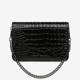 Status Anxiety She Burns Bag in Black Croc Emboss