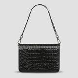 Status Anxiety She Burns Bag in Black Croc Emboss