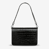 Status Anxiety She Burns Bag in Black Croc Emboss