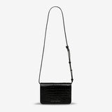 Status Anxiety She Burns Bag in Black Croc Emboss