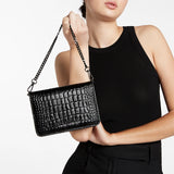Status Anxiety She Burns Bag in Black Croc Emboss