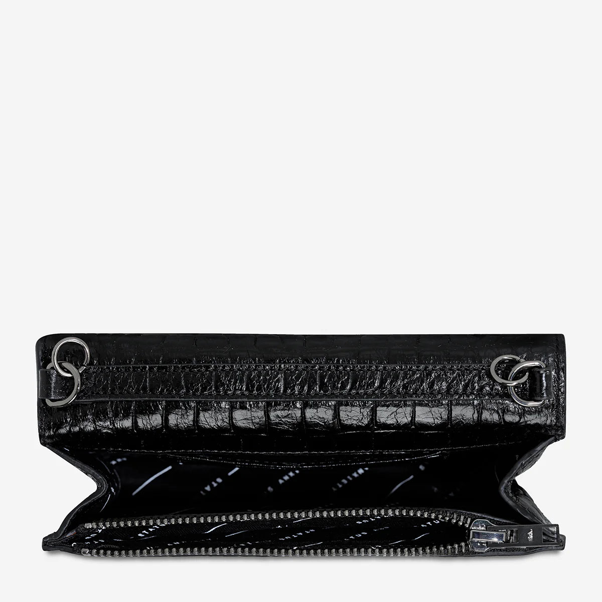 Status Anxiety She Burns Bag in Black Croc Emboss
