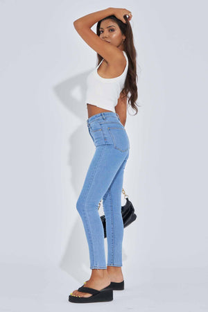 Abrand High Skinny Ankle Basher Jeans in La Blues