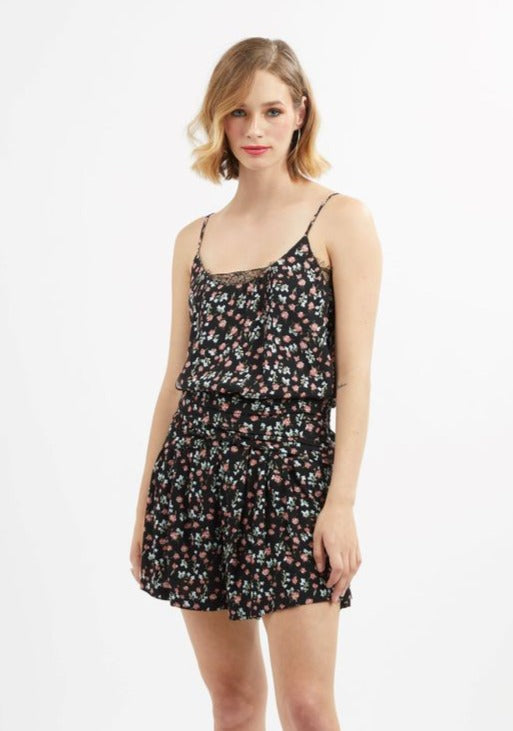 Drama the Label Adore Cami in Spring Flower with Black Lace