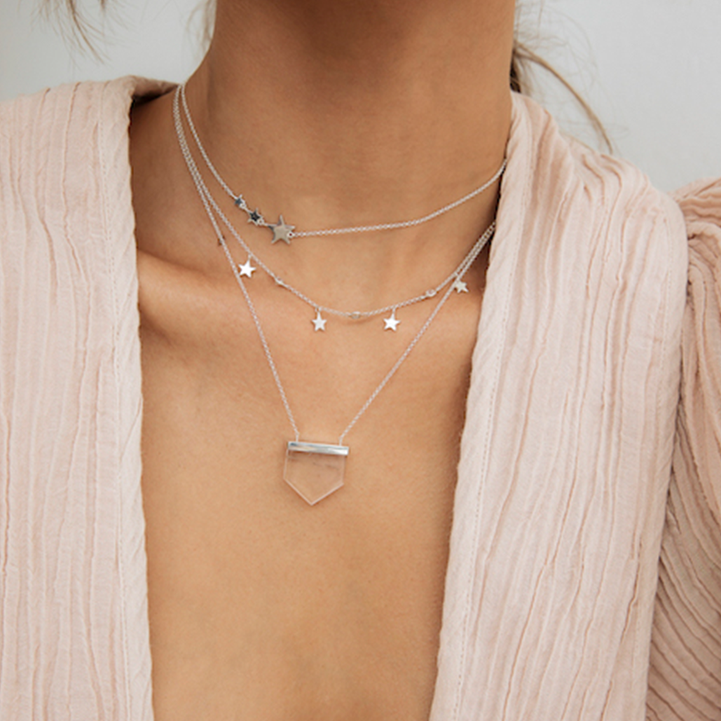 Krystal Knight Aurora Crystal Necklace in Sterling Silver