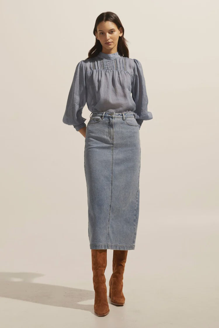 Zoe Kratzmann Accord Skirt in Washed Denim