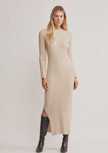 MOS Wistful Knit Midi Dress in Sand