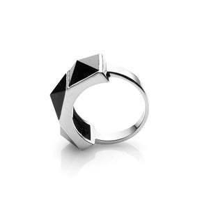 Silk&Steel Rock Glam Ring in Black Spinal & Silver