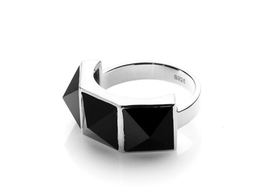 Silk&Steel Rock Glam Ring in Black Spinal & Silver