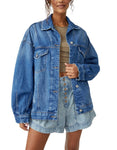Free People All in Denim Jacket in Touch The Sky