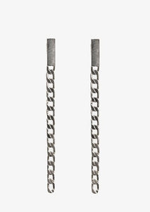Antler Long Rectangle Chain Earring Silver